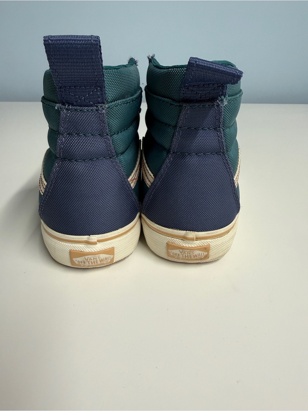Vans Men’s High-Top Canvas Sneakers in Navy, Teal and Rust Lace Accent - Picture 4 of 6